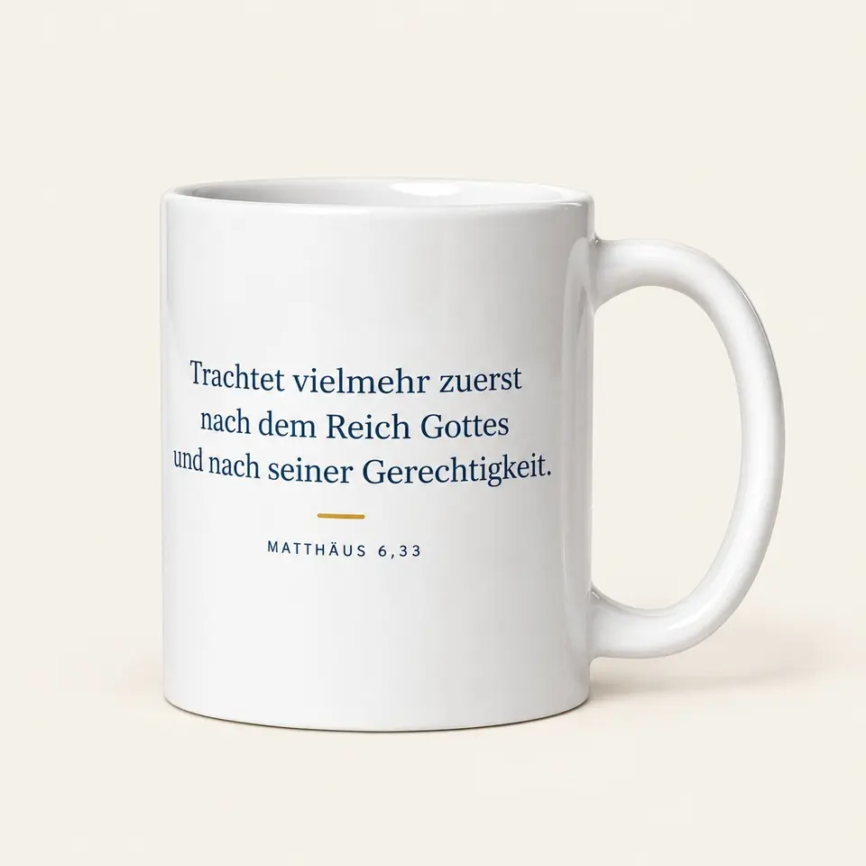 Signature Tasse – Rückseite mit Matthäus 6,33